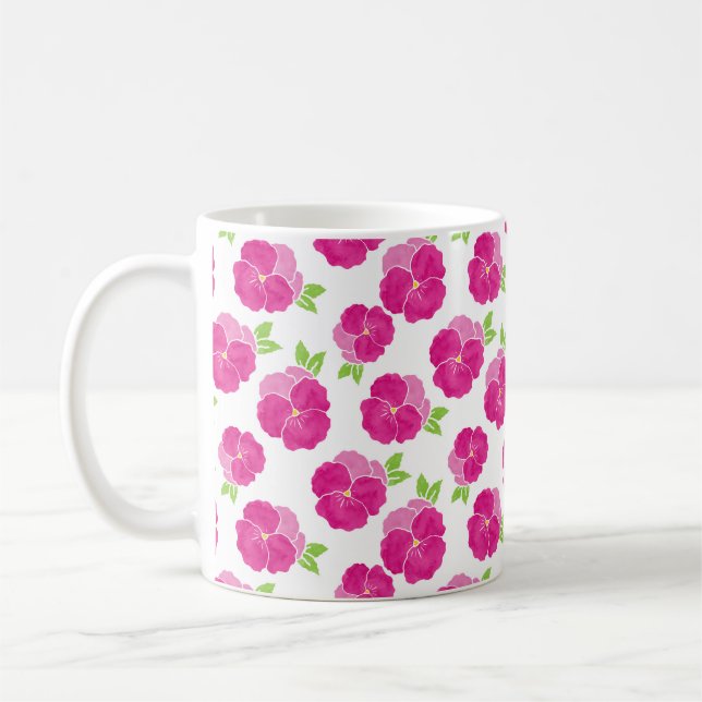 Magenta Rosa vattenfärgsfönster Kaffemugg (Vänster)