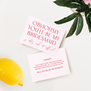 Magenta & Rosa Vill du vara min brudtjänstföreslag Inbjudningar