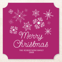Magenta Rosa White Snöflingor jul Party