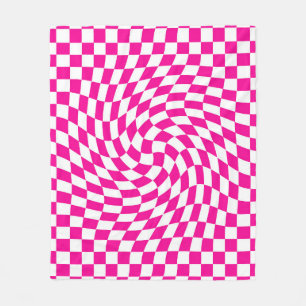 Magenta Rosa & White Warpe Chic Kontrollerad Mönst Fleecefilt