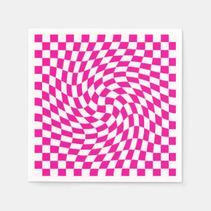 Magenta Rosa & White Warpe Chic Kontrollerad Mönst Pappersservett