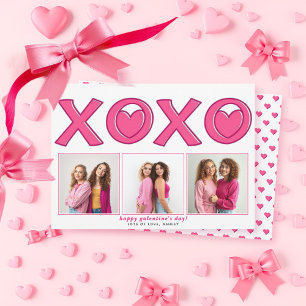 Magenta rosa XOXO Galentines Day hjärta foto Julkort