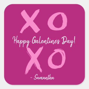 Magenta Rosa XOXO - Glad Galentine's Day Söt  Fyrkantigt Klistermärke
