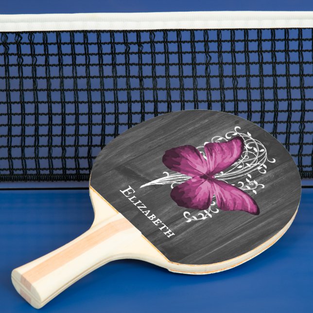 Magenta Rustic Butterfly Personlig Pingisracket (Insitu)