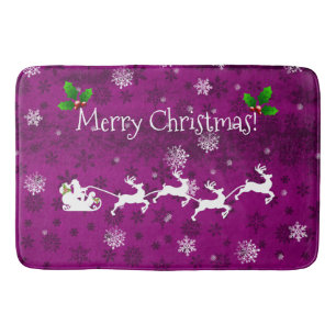 Magenta Santa's Sleigh och Reindeer Bath Mat Badrumsmatta