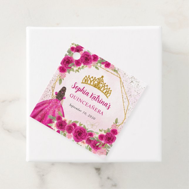 Magenta Shock rosa Blommigt Princess Tack Gåvor Etiketter (På plats)