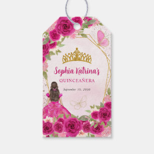 Magenta Shock rosa Blommigt Princess Tiara Favor Presentetikett