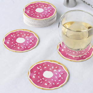 Magenta Shock rosa Donut Underlägg Papper Rund
