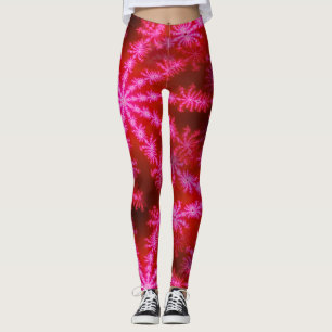 Magenta Shock rosa Psychedelic Mandelbrot Fractal Leggings