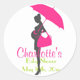 Magenta Silhouette Baby Shower Stickers Runt Klistermärke