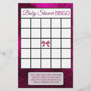 Magenta slingor & fotspår flicka baby shower spel flygblad