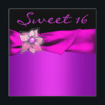 Magenta Söt 16 Party Inbjudningar<br><div class="desc">Svart och shock rosa-blomma och pärlor söta 16 födelsedagsfest inbjudan.</div>