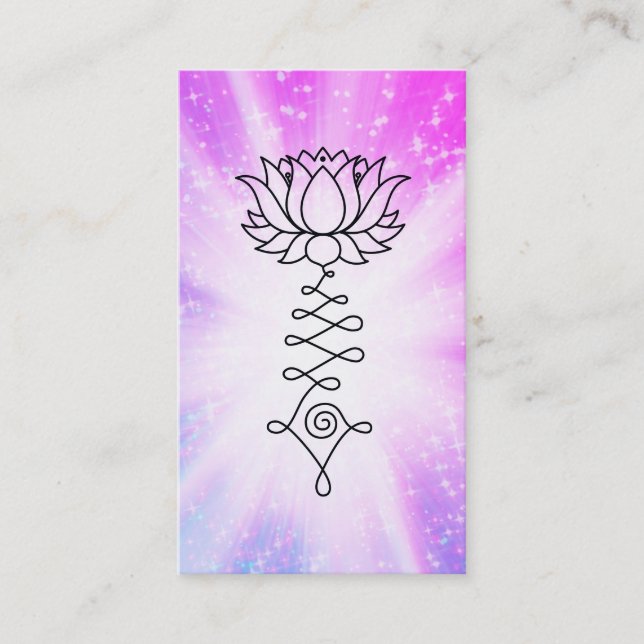 *~* Magenta Sparkles Lotus Reiki Healenergin Visitkort (Framsida)