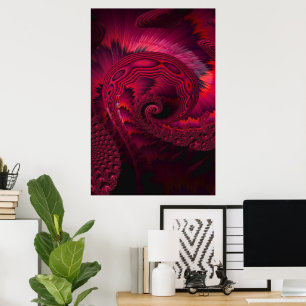 Magenta Spiral Alien Tentacle Fractal Artwork Poster