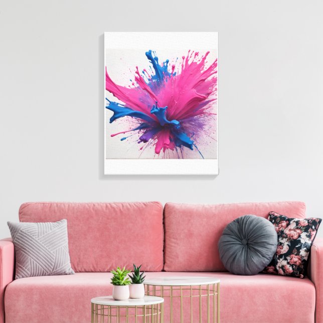 Magenta sprängning: elblåfärgexplosion canvastryck (Insitu (Vardagsrum))