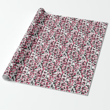 Magenta Svart Geometric Mönster Wrapping Papper