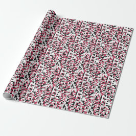 Magenta Svart Geometric Mönster Wrapping Papper Presentpapper