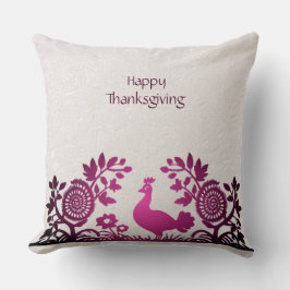 Magenta Thanksgiving Turkiet Blommigt Dekorativ ku Kudde