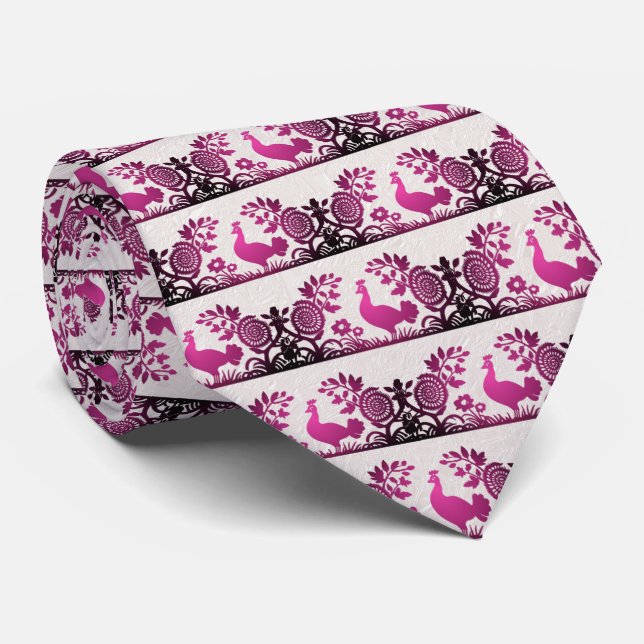 Magenta Thanksgiving Turkiet Blommigt Neck Tie Slips (Rullad)