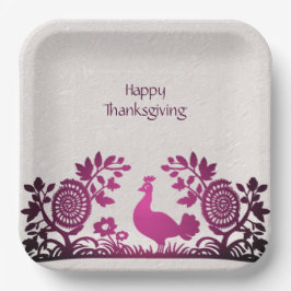 Magenta Thanksgiving Turkiet Blommigt Papper Plats