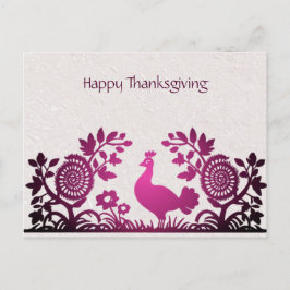 Magenta Thanksgiving Turkiet Blommigt vykort