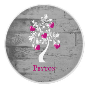 Magenta Träd i Hearts Personlig Ceramic Knob Knopp