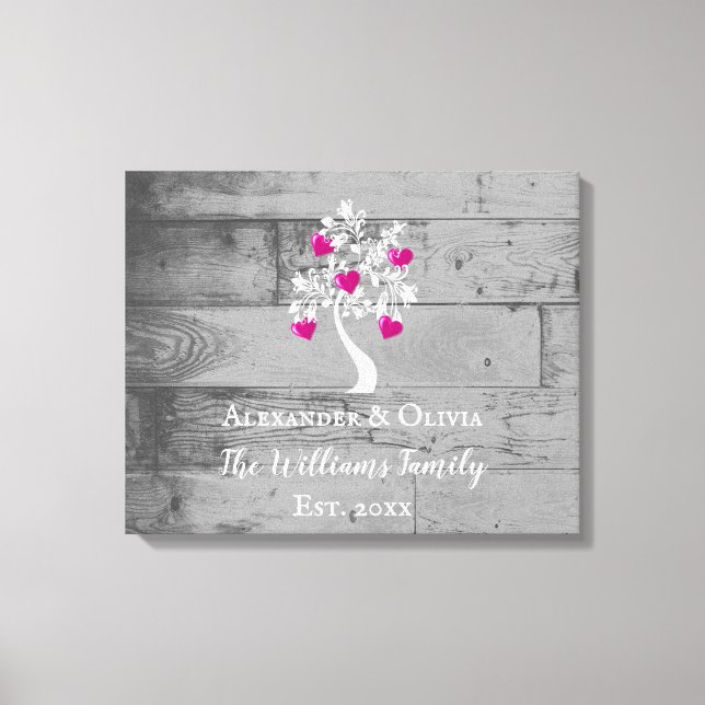 Magenta Träd i Kanvastrycket Hearts Bröllop Canvastryck (Framsida)