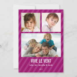 Magenta Triple carte de photo de vacances Inbjudningar