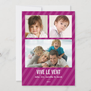 Magenta Triple carte de photo de vacances Inbjudningar