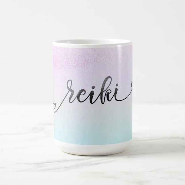 *~* Magenta Turcouise Mint Black Glitter REIKI Kaffemugg (Center)