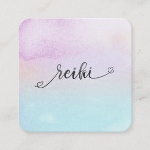 *~* Magenta Turquoise Mint Black Glitter REIKI Fyrkantigt Visitkort