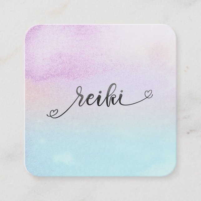 *~* Magenta Turquoise Mint Black Glitter REIKI Fyrkantigt Visitkort (Framsida)