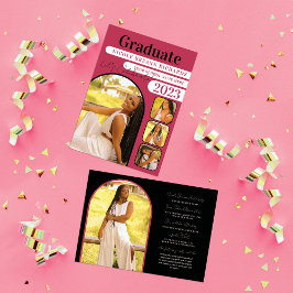 Magenta Typography Photo Studenten annons Inbjudningar