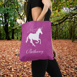 Magenta Unicorn Personlig Tote Bag Tygkasse