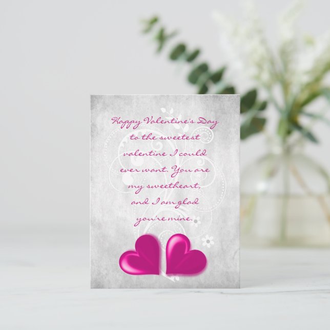 Magenta Valentine Hearts Flat Note Card Anteckningskort (Stående Fram)