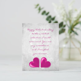 Magenta Valentine Hearts Flat Note Card Anteckningskort
