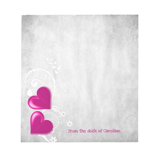 Magenta Valentine Hearts Personlig Anteckningsbloc Anteckningsblock (Framsida)