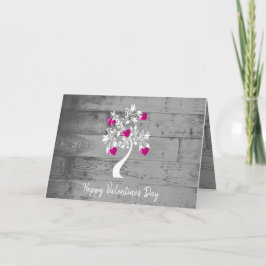 Magenta Valentine Hearts Träd Greeting Card Kort