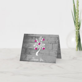 Magenta Valentine Hearts Träd - tackkort Kort