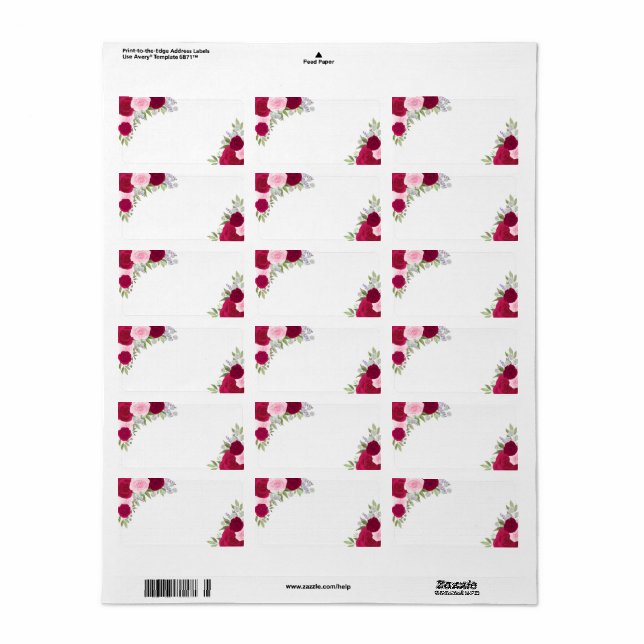 Magenta Vattenfärg Ro Tom DIY Bröllop Adress Adressetikett (Helt Ark)