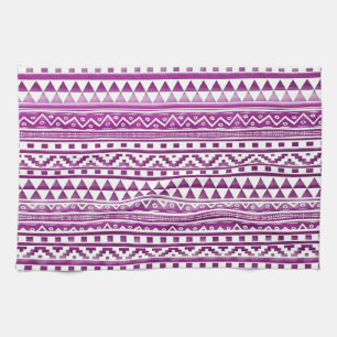 Magenta VattenfärgsAbstrakt Aztec Tribal Mönster Kökshandduk