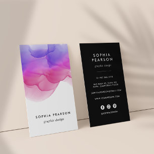 Magenta Vattenfärgsfack Lodrät Social Media Visitkort