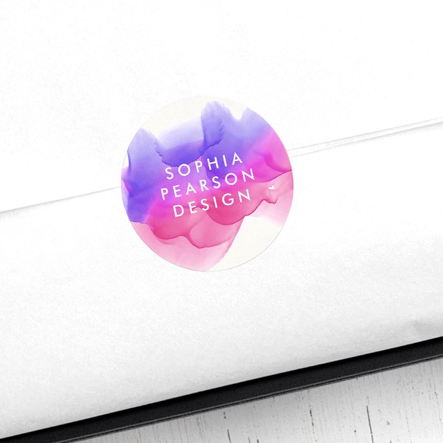 Magenta Vattenfärgsfack Runt Klistermärke (Skapare uppladdad)