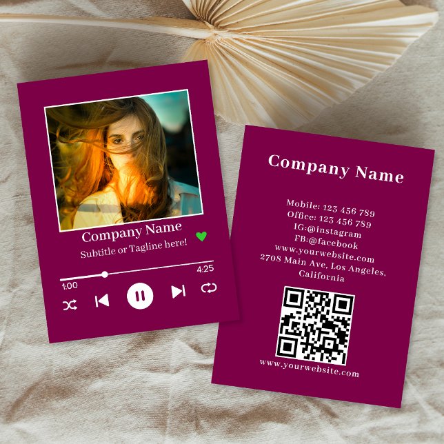 Magenta Vin Album Cover Photo QR-kod Visitkort (Skapare uppladdad)