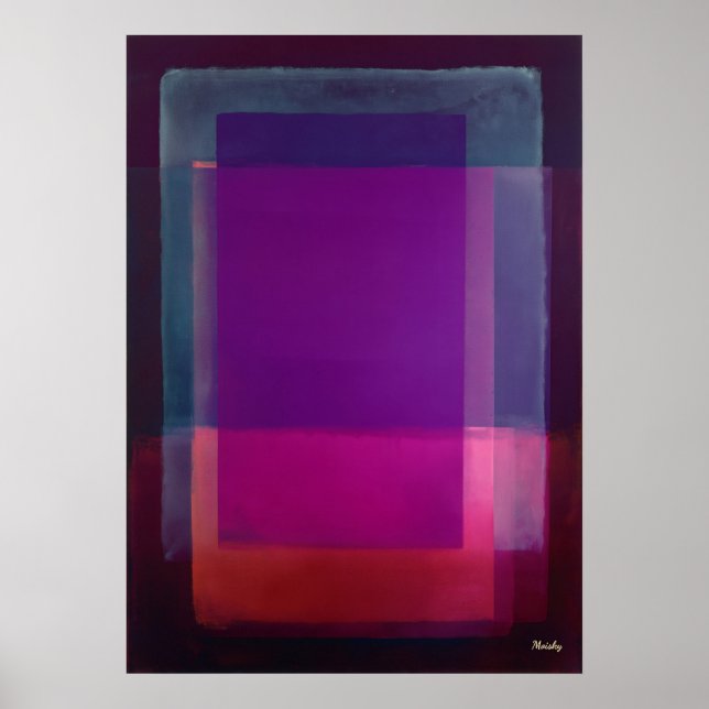 Magenta Violett Färgfält Abstrakt Modern Konst Poster (Framsidan)
