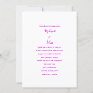 Magenta Vit klassiskt minimum 2024 Elegant bröllop Inbjudningar