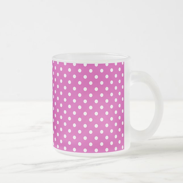 Magenta, vit Polka dots, fryst kaffe Mugg (Höger)