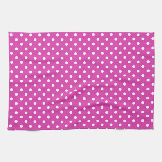 Magenta, Vita Polka dots Kökshandduk (Horisontell)