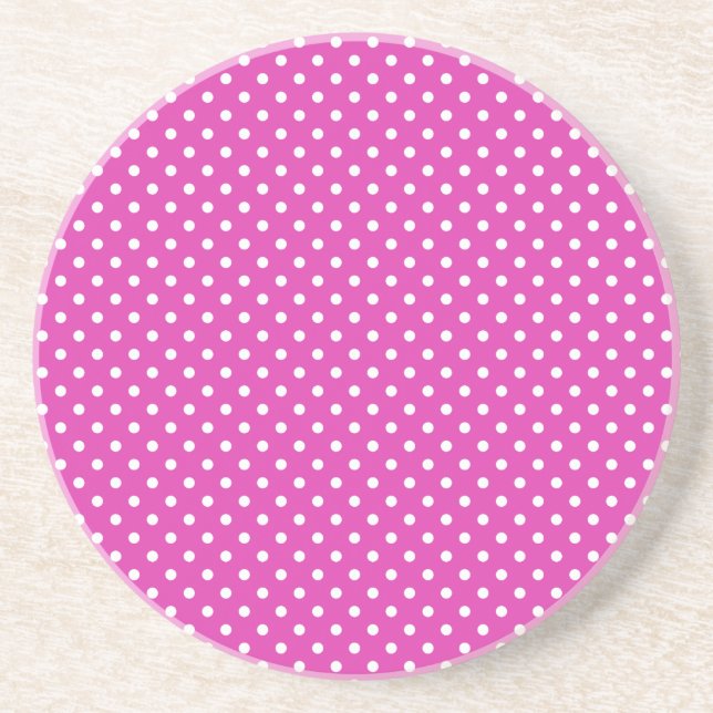 Magenta, Vita Polka dots Underlägg Sandsten (Framsidan)