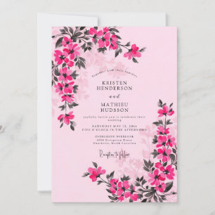 Magenta Whimsical Vårbröllop Inbjudningar